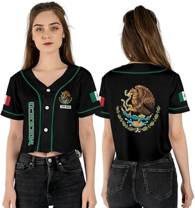 Custom 3D Print Women Crop Top Sport Jersey Shirt Mexican Streetwear Mexico <b>Soccer</b> Baseball Jersey Customized Logo - Product Image 6