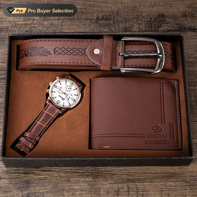 Kalanta мужской тонкий двойной кошелек с блокировкой RFID минималистичные кошельки с передним карманом для мужчин кожаный ремень набор 3 шт. подарочный набор