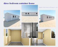Maison préfabriquée en conteneur de 40 pieds avec trois chambres et trois salles de bain, maisons préfabriquées en conteneurs