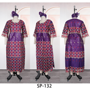 H&D SP-132 Nuovo Design Abiti Africani Ricamati in Bazin Riche Vestito Lungo per Donne - Product Image 6