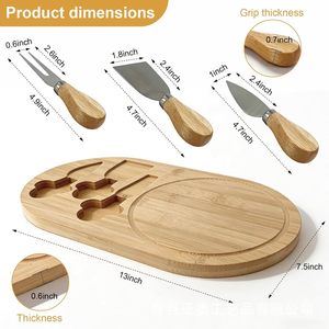 Tabla de bambú para carne con juego de cubiertos, bandeja de madera maciza para servir carne a la parrilla y verduras - Product Image 2