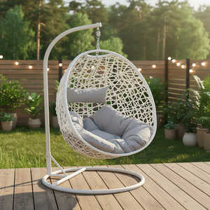 Columpio Redondo de Mimbre de Diseño Moderno Audu para Exteriores, Columpio de Ratán para Parques <span class=keywords><strong>y</strong></span> Hoteles, Muebles de Exterior de Metal Duradero - Product Image 2