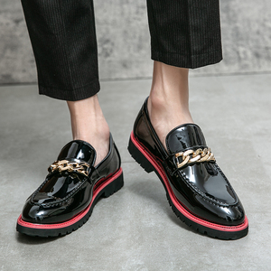 Zapatos <span class=keywords><strong>Mocasines</strong></span> de Diseño Único, Zapatos de Vestir Formales para Hombre con <span class=keywords><strong>Cadena</strong></span> Decorativa en la Pala - Product Image 2