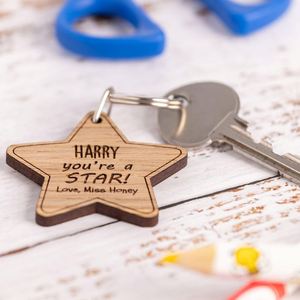 Custom Star Shape <b>Wooden</b> Keychain Laser Engraved Personalized Name-Durable Eco-Friendly Graduation <b>Gift</b> for Students Teachers - Product Image 6