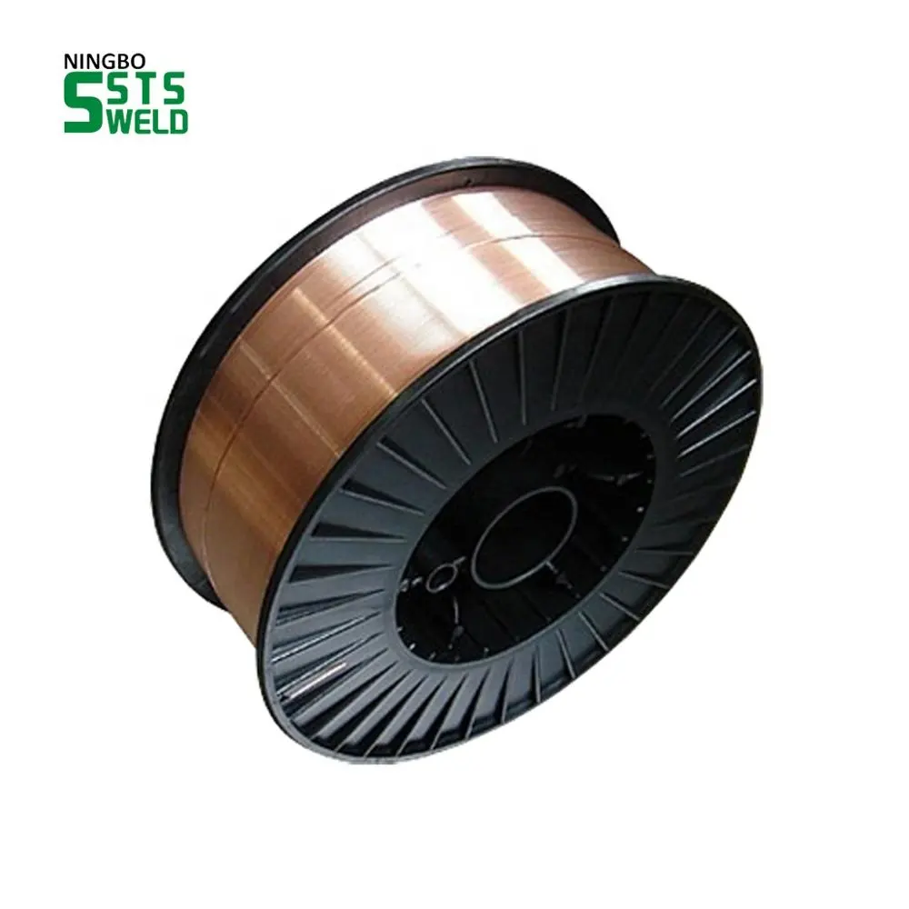 Acero suave 0,8mm 1,0mm 1,2mm 1,6mm 250kg tambor SG2 CO2 material de acero MIG Alambre de soldadura er70s-6 recubierto de cobre