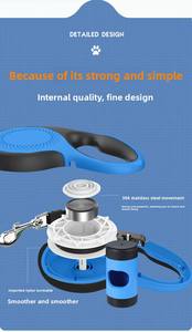 Laisse de chien rétractable à double ton rouge/noir de 5 mètres avec dégagement rapide et porte-sac à crottes, moderne, durable, pour chien de 50 kg - Product Image 4