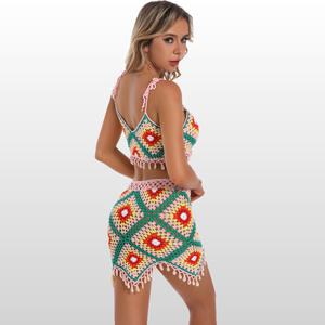 <span class=keywords><strong>Bikini</strong></span> de ganchillo hecho a mano para la playa, minifalda cuadrada para la abuela, traje de baño, <span class=keywords><strong>Bikini</strong></span> de punto con textura - Product Image 2