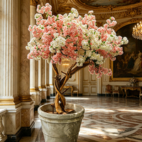 Arbre artificiel de fleurs de cerisier en soie rose Sakura, grand modèle, pour la décoration de mariages, intérieurs, maisons, hôtels et cafés