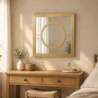 Miroirs décoratifs muraux pour l'intérieur de la maison, accent décoratif, 71,12*2,54*71,12CM, miroirs muraux carrés en métal, décoration pour le salon