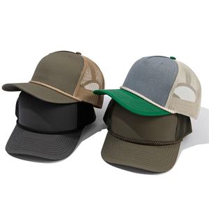 Casquette de camionneur 5 panneaux ajustable personnalisée Casquette de camionneur en maille respirante structurée d'été avec corde Vente en gros - Product Image 2