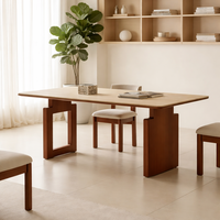 Table à manger en bois massif - Design minimaliste pour appartement et usage domestique - Construction durable