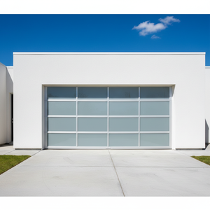 Porte de <span class=keywords><strong>garage</strong></span> en verre encadrée style rétro moderne, antivol, surface finie, bordure métallique vintage, pour villa classique, portail extérieur pour voiture - Product Image 1