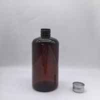Bouteilles en plastique de 250 ml, ovales en PET ambré avec bouchon à vis en aluminium argenté