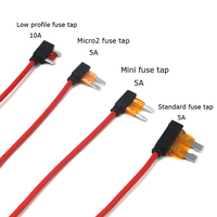 Adaptateur de fusible de voiture Micro2 à profil bas, mini et moyen, avec prise de câble pour caméra de tableau de bord et modification automobile