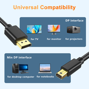 Câble <span class=keywords><strong>Mini</strong></span> <span class=keywords><strong>DisplayPort</strong></span> vers DP 6 pieds Plaqué or Blindage combiné 4K 60Hz 2K 144Hz-Noir pour moniteur et home cinéma - Product Image 6