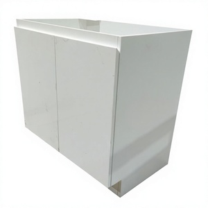 Ensemble de meubles de cuisine modulaires blancs modernes RTA, avec carcase en panneau mélaminé, étanche, pour appartement, avec robinet et charnières en quartz artificiel - Product Image 2