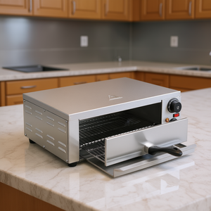 Horno eléctrico de pizza para encimera de 12 pulgadas, 1500W, acero inoxidable, con temporizador y temperatura ajustable para uso doméstico. - Product Image 2