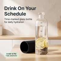 Bouteille d'eau réutilisable en verre borosilicate transparent avec couvercles, 360ML, 550ML, 1000ML, personnalisable, pour garder au frais