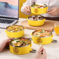Boîte à lunch circulaire multicouche à deux/trois niveaux en acier inoxydable 304 pour l'extérieur Compartiments Bento Bowls Student Lunch Box PP Lid