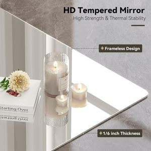 Miroir sans cadre Brightify 24x36 pouces pour salle de bain, miroir mural rectangulaire en verre trempé au-dessus de l'évier, design moderne - Product Image 3
