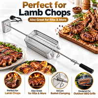 Panier de rôtissage en acier inoxydable pour barbecue à gaz, cage rotative pour agneau, poulet, côtes, accessoires de barbecue extérieur, OEM disponible