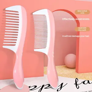 Peigne à dents larges pour femmes avec de longs <span class=keywords><strong>cheveux</strong></span> hommes peigne à <span class=keywords><strong>cheveux</strong></span> <span class=keywords><strong>bouclés</strong></span> à grandes dents avec tête à ions négatifs peigne domestique poignée en plastique - Product Image 2