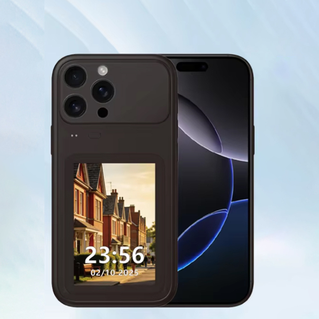 OEM DIY NFC Luxury Design TPU+PU Shockproof Mobile Phone Case for 17/16/15/14/13 Pro Max Multifunctional E-Ink Display