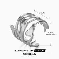 L'industrie lourde exagère les anneaux larges Alien Lava Design anneau irrégulier à la mode ouverture réglable bijoux en acier inoxydable