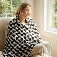 Hahnentritt-Muster Strickdecke Weiche Gemütliche Textur für Sofa und Bett Schwarz-Weiß Jacquard Dekorative Decke für Wohnzimmer