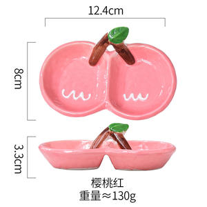 Ins coréen mignon plat à sauce en céramique pomme poire en forme de vinaigre plat marmite chaude sous glaçure couleur plat d'assaisonnement <span class=keywords><strong>pincé</strong></span> à la main - Product Image 6