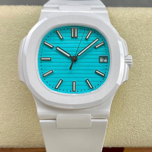 Montre en céramique haut de gamme, boîtier octogonal de 40 mm, cadran rayé turquoise, mouvement automatique, affichage de la date, montre-bracelet de luxe, montre tendance - Product Image 1