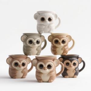 Tazza da caffè in ceramica con scimmia tarsio 3D 12oz, accetta personalizzata, dipinta a mano - Product Image 1