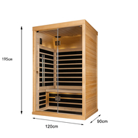 Sauna de infrarrojos lejanos de madera maciza SS-200 con panel de terapia de luz roja, sauna eléctrica para 2 personas, para el hogar, gimnasio, sala de estar, dormitorio