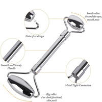Rouleau facial double face en acier inoxydable 304 argenté, forme de cœur, ensemble Gua Sha, surface miroir pour les rides, lifting, drainage lymphatique