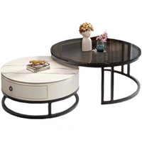 Table basse de style italien pour salon, moderne et minimaliste, petite table à thé domestique, table basse ronde en verre de luxe tendance