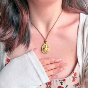 Collier pendentif fleur en cuivre Ruyi doré, chaîne en bambou à cinq couches plaqué or, serti <span class=keywords><strong>de</strong></span> cristaux et <span class=keywords><strong>strass</strong></span>, cadeau unisexe - Product Image 5