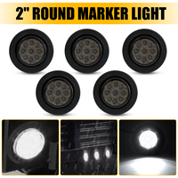 AUXITO 2 pouces, feux latéraux ronds à 9 LED blanches 6000K, avec œillet pour camions, UTV, remorques, couvercle fumé, 5 pièces