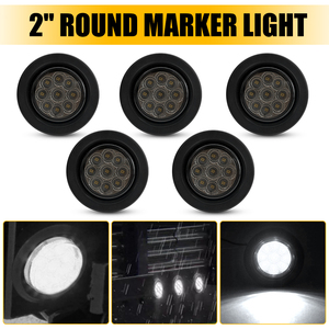 AUXITO 2 pouces, feux latéraux ronds à 9 LED blanches 6000K, avec œillet pour camions, UTV, remorques, couvercle fumé, 5 pièces - Product Image 4