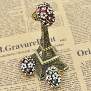 New Design Vintage Indian Jewelry Tibetan Alloy AAA Resin Stone Golden Black Palace Bohemian <strong>Ring</strong> for Women - Product Image 3