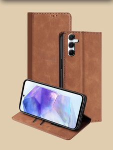 Étui de téléphone en cuir de luxe avec béquille pour Samsung <span class=keywords><strong>Galaxy</strong></span> A56 A55 A54 A53 A35 A34 A16 A15 avec porte-cartes magnétique - Product Image 1