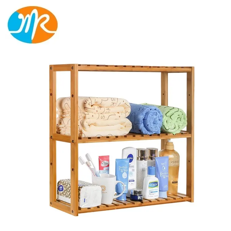 Bamboo Shelf 3-Tier Adjustable Layer Rack Wall Mounted Utility Storage Organizer Towel Shelves Kitchen Living Room Holder