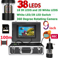 Enregistreur DVR 9 pouces 100m caméra vidéo de pêche sous-marine détecteur de poisson IP68 étanche 38 led caméra rotative à 360 degrés