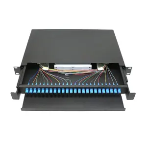 Groothandel 19 Inch 1 U Rack Gemonteerd 12 24 Poort Fiber Patch Panel Sc Adapter Glasvezel Aansluitdoos