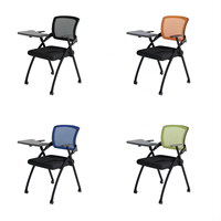 Chaise de formation avec accoudoirs pliables réglables en plastique maillé pour salle de conférence, réunion, étude, écriture, tablette