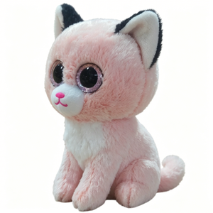 Peluche de gatito rosa personalizado, adorable peluche de gatito con ojos grandes de brillantina, gatito de peluche grande con ojos de brillantina rosa sentado. - Product Image 5