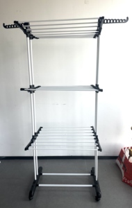 3-Tier thép quần áo móc áo với bánh xe dễ dàng di chuyển có thể gập lại đứng loại nhà bếp & Phòng tắm sử dụng bao gồm kim loại túi chủ - Product Image 5