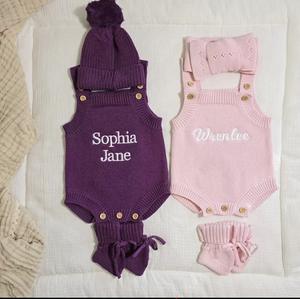 Broder bébé à manches courtes en tricot barboteuse unisexe Coming Home jalon Photo annonce de <span class=keywords><strong>naissance</strong></span> tenue personnalisée été Onesie - Product Image 2