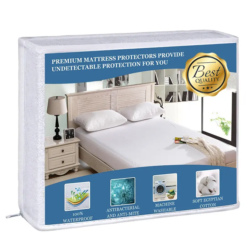 Top Selling Ademend Encasement Katoenen Badstof Bed Bug Proof Waterdichte Matrasbeschermer