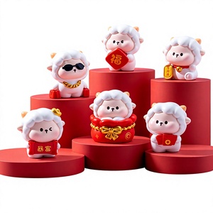 Statuette di Pecora in Resina, Simbolo Portafortuna dell'Anno dello Zodiaco, Collezione Fortuna per il Capodanno Cinese, Regalo Kawaii per Ricchezza e Prosperità - Product Image 6