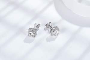 Classic Elegant Gra Series 5mm <b>Stud</b> <b>Earrings</b> <b>for</b> <b>Women</b> Platinum <b>Silver</b> Plated Silicon Stone Targeted <b>for</b> Moissanite Jewelry - Product Image 2